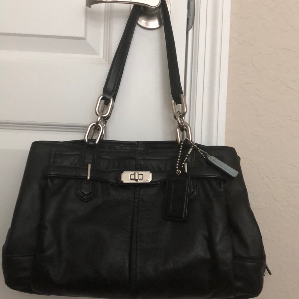 Coach black leather bag
